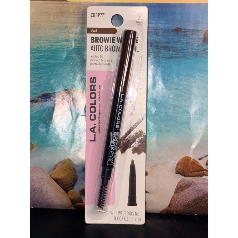LA COLORS Browie Wowie Auto Brow Pencil Dark CBBP771 Angled Tip Spoolie New